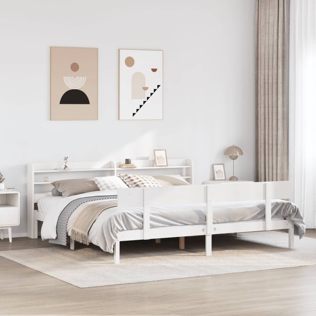 Bed Frame without Mattress White 180x200 cm Super King Solid Wood Pine